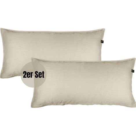 SCHÖNER WOHNEN Satin Bettwäsche PLAIN - 2er Set 80x40 cm, Beige