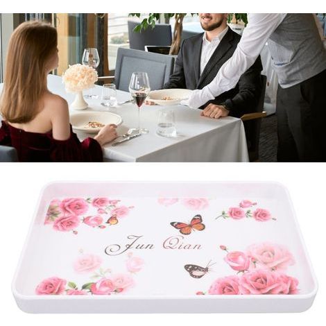 Plateau plastique empilable – Rose 30×19.5 cm – Snacks fruits petit-déjeuner (1/5)