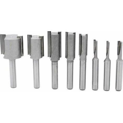 Coffret de fraises pour défonceuse et affleureuse 8Pcs 1/4" Tige droites/Dado Router Bit Set, Fraises Droites Dado Set Fraise à Bois Routeur à Coupe Droite Flush Trim Pattern Router (1/4)