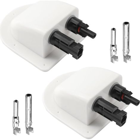(Blanc)Passe Toit Solaire Passe Câble de Toit Solaire Boîte Passe Câble 2 Pcs Double Passe Toit Camping Car pour Camping car Bateaux Caravanes Presse étoupe D'entrée Passe Cable en ABS (1/5)