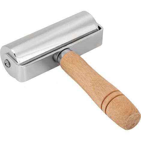 Rouleau à Main en Acier pour Travail du Cuir, Manche en Bois Artisanal, Outil de Maroquinerie (10cm) (1/5)