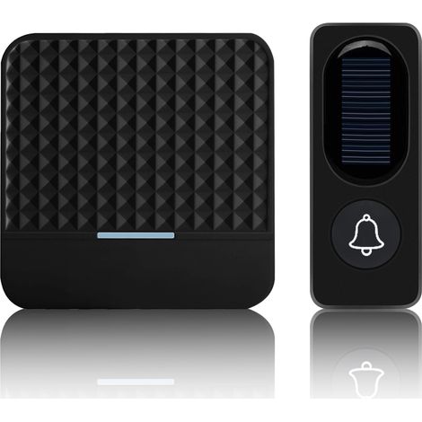 Timbre inalámbrico de largo alcance, alimentado por energía solar e impermeable para personas mayores, color negro, UE (1/5)