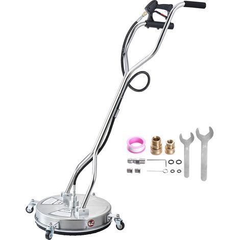VEVOR Idropulitrice per Superfici in Acciaio Inossidabile con 4 Ruote, 275,8 bar Max, Connettore Rapido da 3/8, 2 Ugelli di Spruzzo, Doppia Impugnatura, per Cemento, Patio, Marciapiede 465 mm