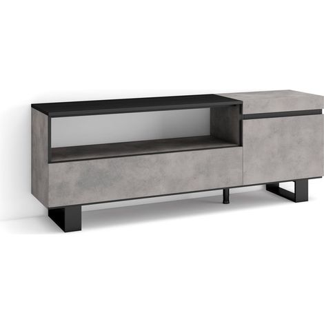 Skraut Home - TV-Schrank, Lowboard, für Wohnzimmer und Esszimmer, 150x57x35cm, Für TV-Geräte bis zu 65", Industriedesign, Moderner Stil, Zementgrau (1/5)