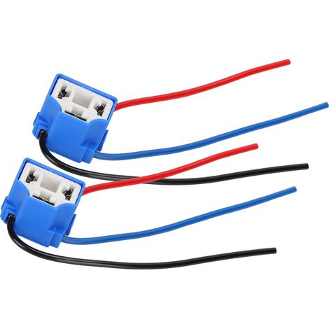 2x Connecteur H4 céramique femelle pour phare, faisceau coudé avec câble 1mm, 12-24V, adaptateur électrique (1/5)