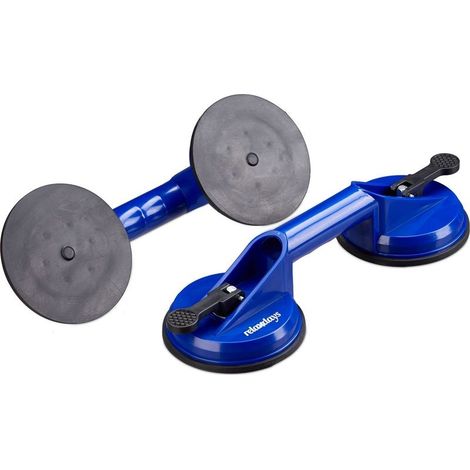 Lot de 2 ventouses double 12 cm Capacité de charge 80 kg Pour transport de vitres et plaques lisses Plastique ABS, caoutchouc (1/5)