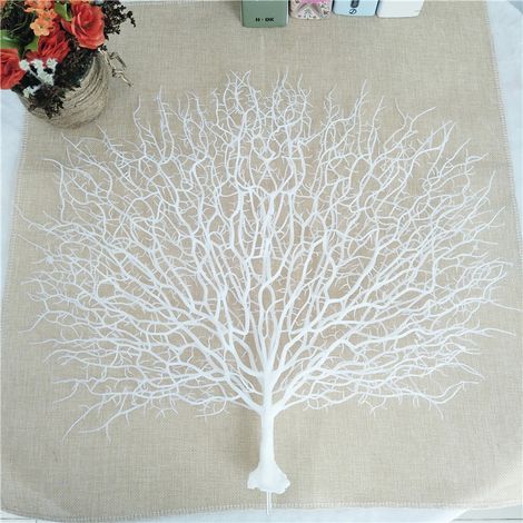 Simulation de branche de corail de paon en plastique Simple décoration intérieure fausse branche décoration d'art de la maison branche morte corail（Blanc）