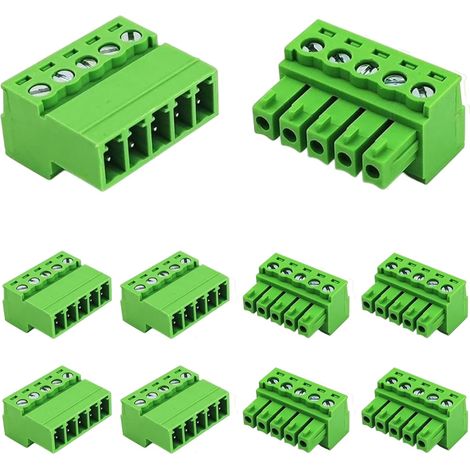 Lot de 5 bornes enfichables 3,81 mm - 5 broches - Connexion sans soudure - Bornes enfichables - 28-16AWG - Pour montage PCB (5 pièces) (1/4)