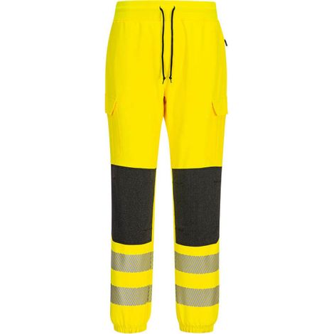Jogger Hi-Vis Flexi Clase 2 de tejido elástico con bolsillos y cintas reflectantes KX346 L Amarillo / Negro