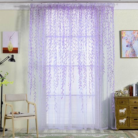 Transparenter Gardine mit Stangendurchzug für Schlafzimmer, Balkon oder Fensterdekoration (Lila) (1/5)
