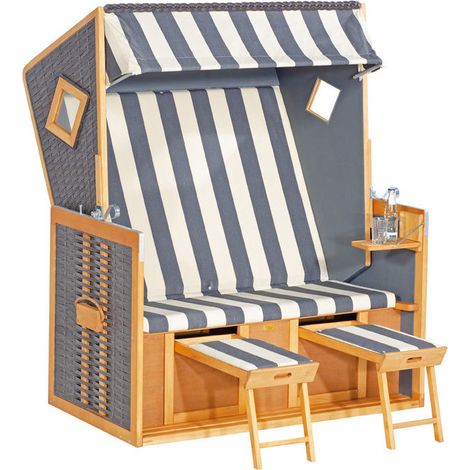 Gartenstrandkorb Rustikal 105 Z XL 2-Sit zer, Halbliegemodell, PE-Kunststoffgefle (1/2)