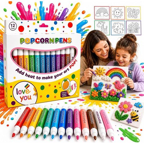 6/12 Stylos Popcorn, Stylos Magiques 3D Popcorn, Stylos Cornet Pop, B