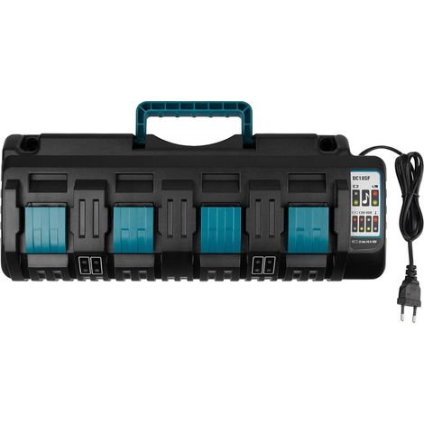 Chargeur 4 Ports 18V Pour Makita - Compatible 14,4V-18V - Sortie 3A Avec USB - Remplace DC18SF DC18RC (1/5)