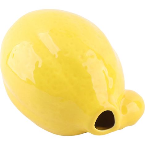 Vase unique en forme de citron jaune, céramique décorative pour arrangement floral, décoration d'intérieur et bureau (1/5)