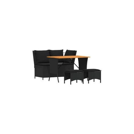 Ensemble à manger de jardin 4 pcs avec coussins noir (1/5)