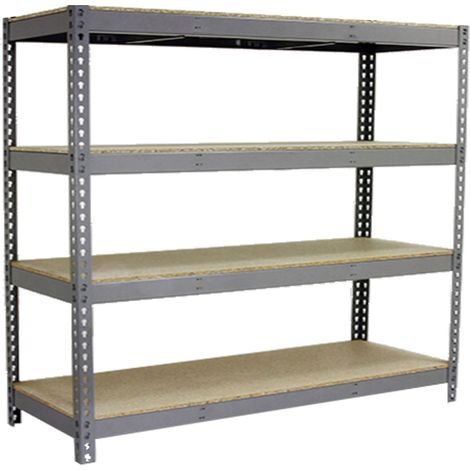 Simonrack Étagère sans vis gris bois 4 niveaux solide (1/5)