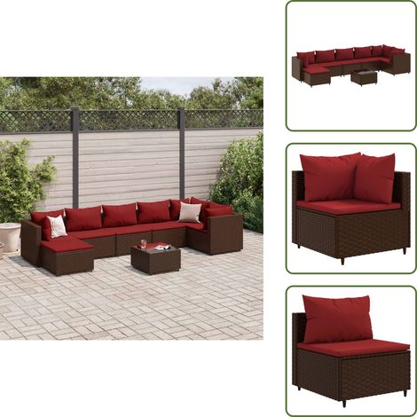Muebles de exterior - vidaXL Set sofás de jardín 8 piezas y cojines ratán sintético marrón - Sofá esquinero