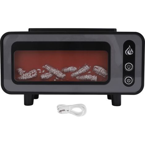 Diffuseur d'arômes cheminée, effet flamme vintage, humidificateur d'huiles essentielles USB 200 ml pour spa, maison et yoga, noir (1/5)