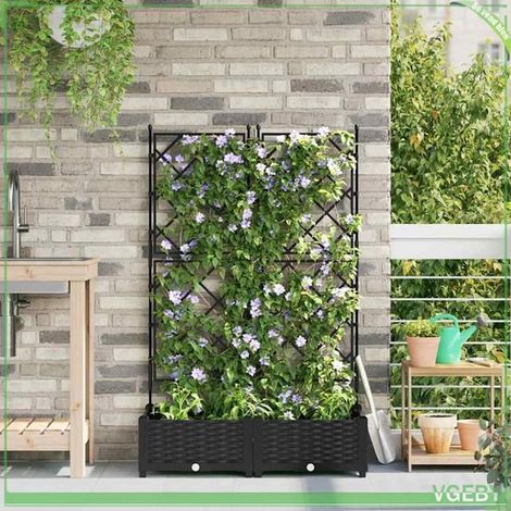 42002837 Cache-pot de jardin 2 pcs Noir 80 x 40 x 125,5 cm Acier (1/5)