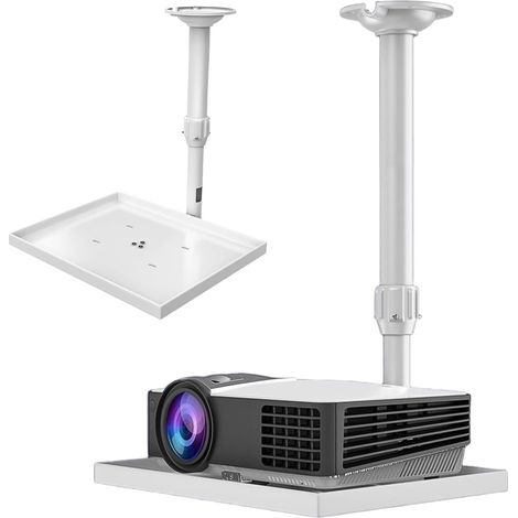 Support de Plafond avec Plateau pour Projecteur, Support Plafond Vidéoprojecteur Réglable en Hauteur 30-52cm Charge Maximale de 5 kg pour Maison, Cinéma, Bureau (1/5)