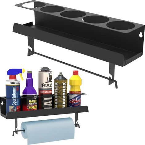 Support mural métallique pour 5 bombes de peinture - Rangement mural pour flacons de peinture - Organisateur d'outils de garage (1/5)