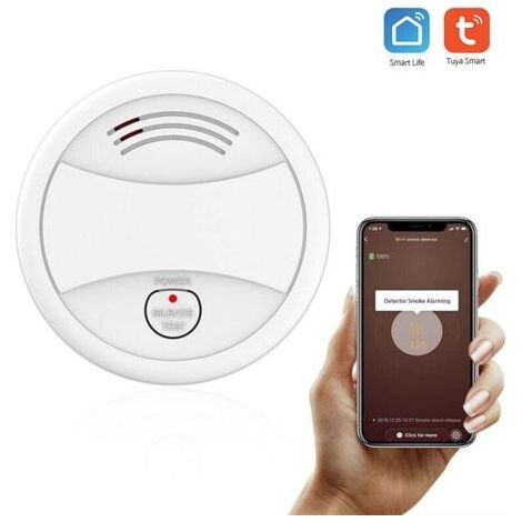Détecteur de fumée Wifi capteur d'alarme incendie intelligent système de sécurité sans fil vie intelligente Tuya APP contrôle maison intelligente pour la maison cuisine/magasin/hôtel/usine (1/5)