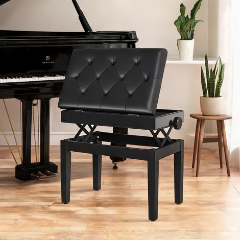 Pouf coloris noir en gummiholz similicuir 545 x 33 x 58 cm (1/5)