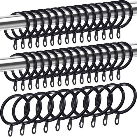 Anelli per tende in metallo, anelli di sospensione per tende e bastoni, anelli scorrevoli con occhiello da 30 mm di diametro interno (nero, confezione da 40) (1/5)