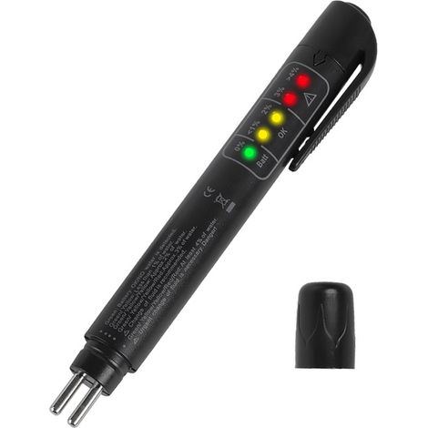 Bremsflüssigkeitstester, tragbarer Flüssigkeitsteststift mit 5 LED-Anzeigen für DOT3 DOT4 Fahrzeuge, Kfz-Feuchtigkeitsmessung. (1/5)