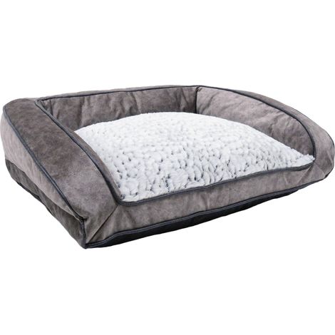 Panier pour chien de taille moyenne - Lavable en machine - Doublure polaire super douce - En daim synthétique - Gris - 68 cm (1/5)