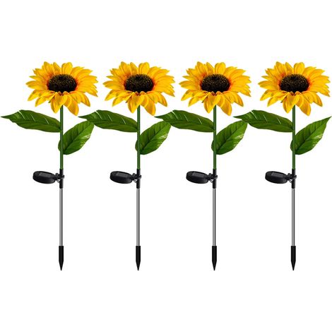 Lampes Solaires Extérieures - Fleur De Tournesol - 73 x 14 cm - IP66 Étanche - À Poser En Plein Air - 4 Pièces (1/5)