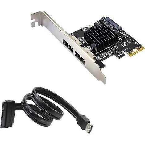 Carte d'extension PCI-E X1 vers double port d'alimentation ESATA + USB 2.0 9/15 broches, 6 Gbit/s pour De QAQ (1/5)
