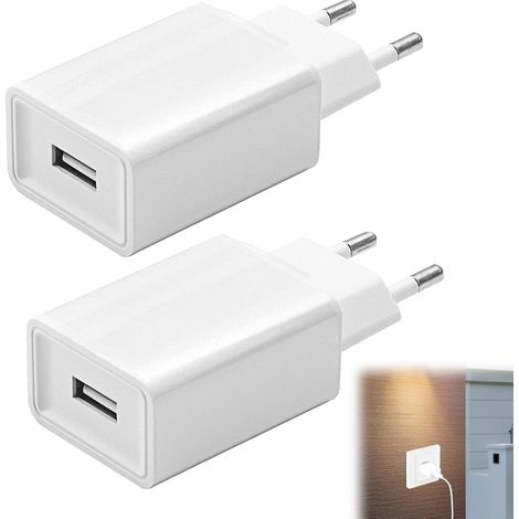 Chargeur 5V 2A, 2 Packs Adaptateur Secteur USB Universel, Prise Secteur USB Compatible avec Iphone Samsung Huawei Xiaomi Oppo LG, Embout Charger 5V pour Smartphone Smartwatch Ecouteurs (1/5)