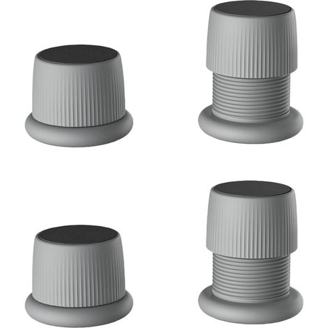 Juego de 4 elevadores antideslizantes ajustables para muebles, camas, sofás, mesas y sillas. Patas ajustables de 4 a 6,3 cm. Color gris.