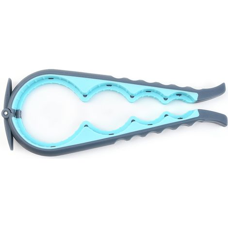Ouvre-boîte manuel, poignée en silicone multi-tailles, idéal pour la cuisine, les voyages, les activités de plein air et un usage quotidien (gris-bleu)