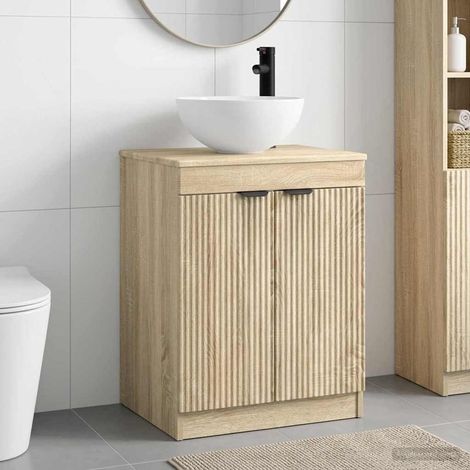 vidaXL Juego de muebles de baño Roble Sonoma Madera de ingeniería (1/5)