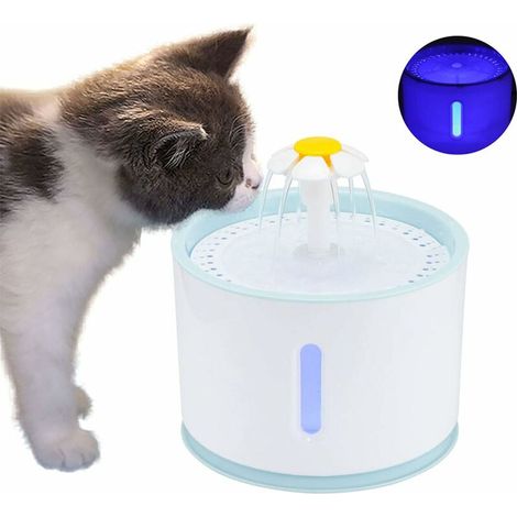 Fontaines pour Chats, Pet Fontaine d'eau, 2.4 L Distributeur d'eau Distributeur d'eau Automatique pour Chat Cat Pet Pet Charbon Activé avec Cable USB- (1/5)