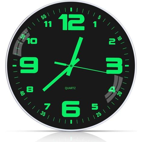 Horloge Murale Lumineuse sans Bruit de tic tac silencieuse,30CM (12 Pouces) Moderne Horloge Murale silencieuse,Horloge Murale à Quartz,Horloge,pour Chambre,Maison,Cuisine,Chambre,Bureau,école