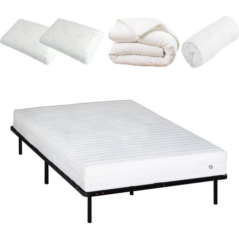 Pack prêt à dormir EGIO - sommier métal Blanc 180x200 cm (1/5)