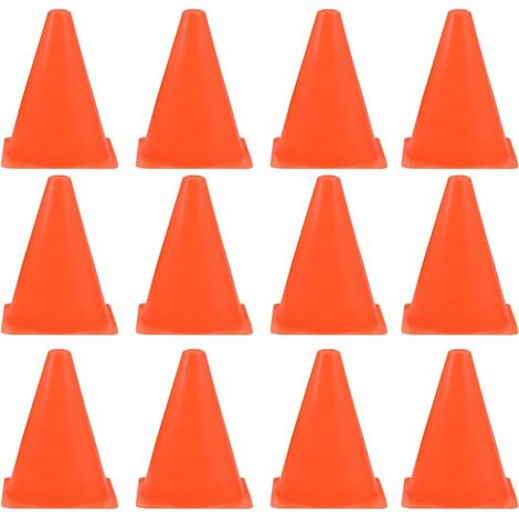 Cônes de Formation Sportive pour Football 12PCS Plastique Cônes de Jeu pour Enfants Orange 18cm Cônes de Circulation Durable pour Jeux, Sports, Dressage de Chiens (1/5)