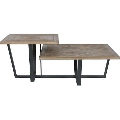 Table basse, table de salon en bois naturel et métal noir - longueur 118 x profondeur 78 x Hauteur 45 cm (1/5)