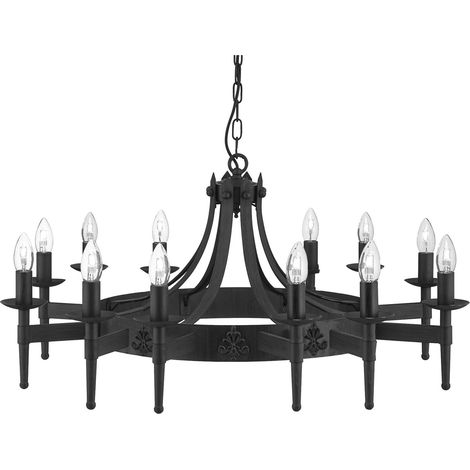 Searchlight Cartwheel - Lampada a sospensione a 12 bracci multibraccio nera, E14 (1/5)