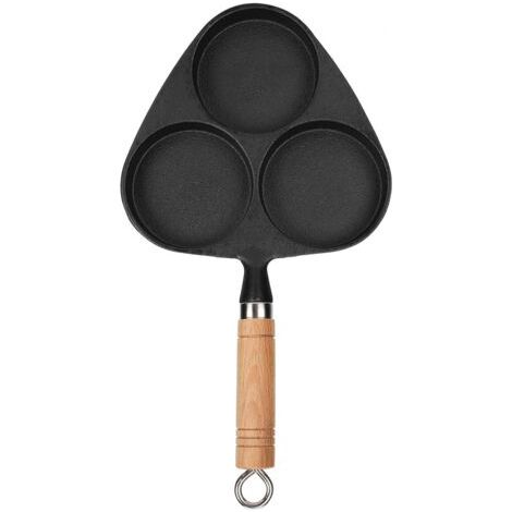 Padella in ghisa a tre scomparti: versatile per preparare pancake, uova e bistecche, perfetta per cucinare la colazione. (1/5)