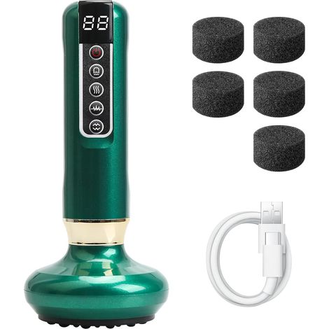 Masajeador eléctrico Gua Sha, 12 niveles de velocidad, dispositivo de terapia de ventosas portátil y recargable con función de calor para aliviar el dolor de espalda y desintoxicar el cuerpo. (1/5)
