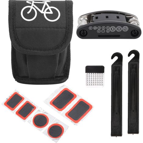 Kit de Réparation Vélo 16 en 1 Multifonction avec Démonte-pneu pour Entretien Pneu (1/5)