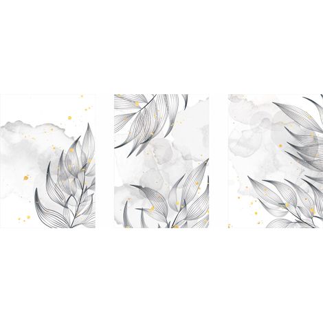 Ensemble d'affiches - croquis de fleurs sur fond gris PLN021 (1/5)