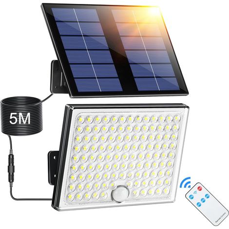 113-LED-Solar-Außenstrahler mit Bewegungsmelder – 1 Stück – ABS und Glas – IP65 Smart Lighting – Garten, Einfahrt, Garage – 5 m Kabel (1/5)