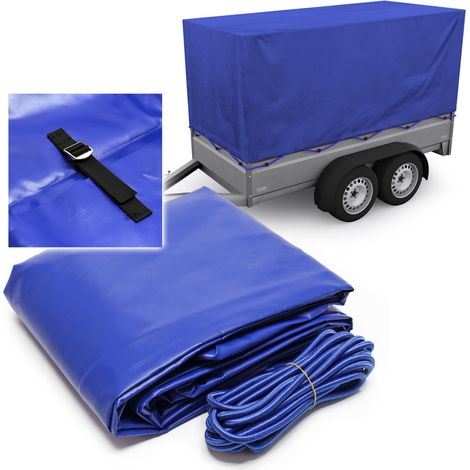 Wiltec – Bâche de protection remorque 2075x1140x900mm – Polyester 1000D – Hydrofuge et anti-UV – Sangles à boucle coulissante et œillets en aluminium