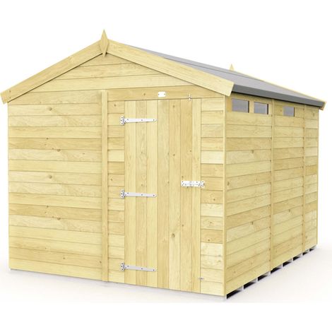 8 x 9 Feet Apex Security Shed - Single Door - Wood - L272 x W231 x H217 cm