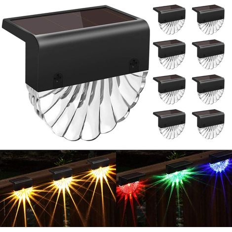LEMROE Lot de 8 lampes solaires d'extérieur étanches pour clôtures de terrasse,escaliers,poteaux d'allée,porche,allée,cour,jardin Blanc chaud/LED (1/5)